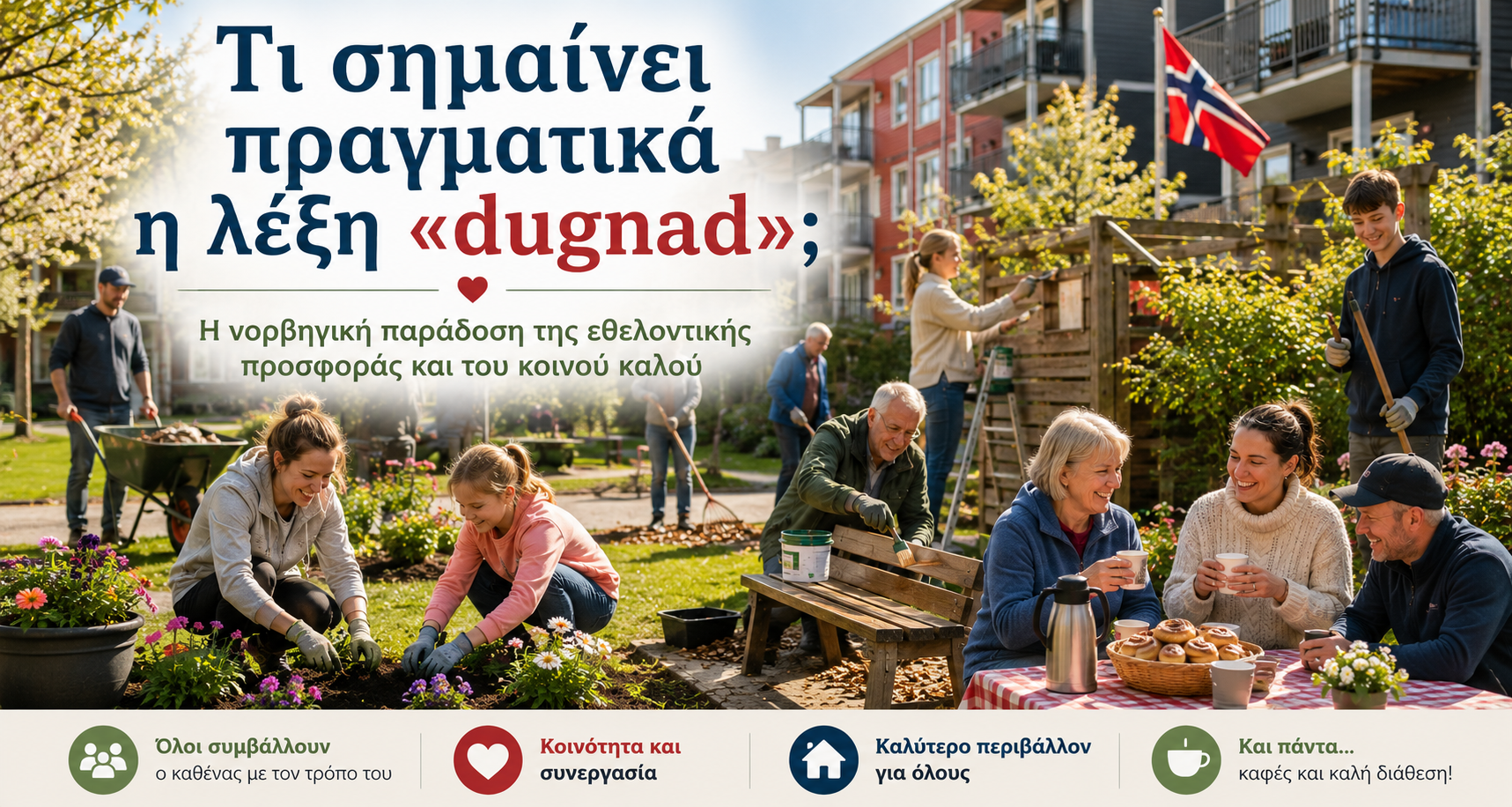 Κάτοικοι συμμετέχουν σε dugnad σε γειτονιά της Νορβηγίας